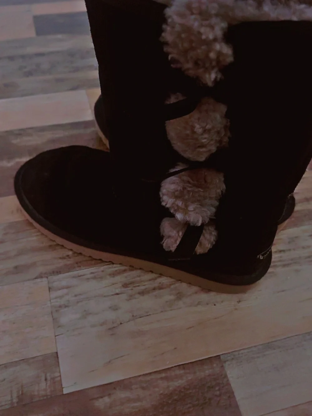 Koolaburra Black Suede Shearling Winter Boots